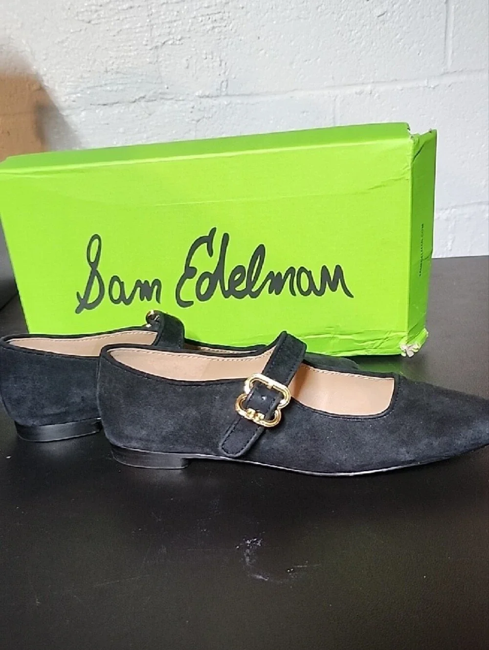 Sam Edelman Black Suede Mary Jane Loafers